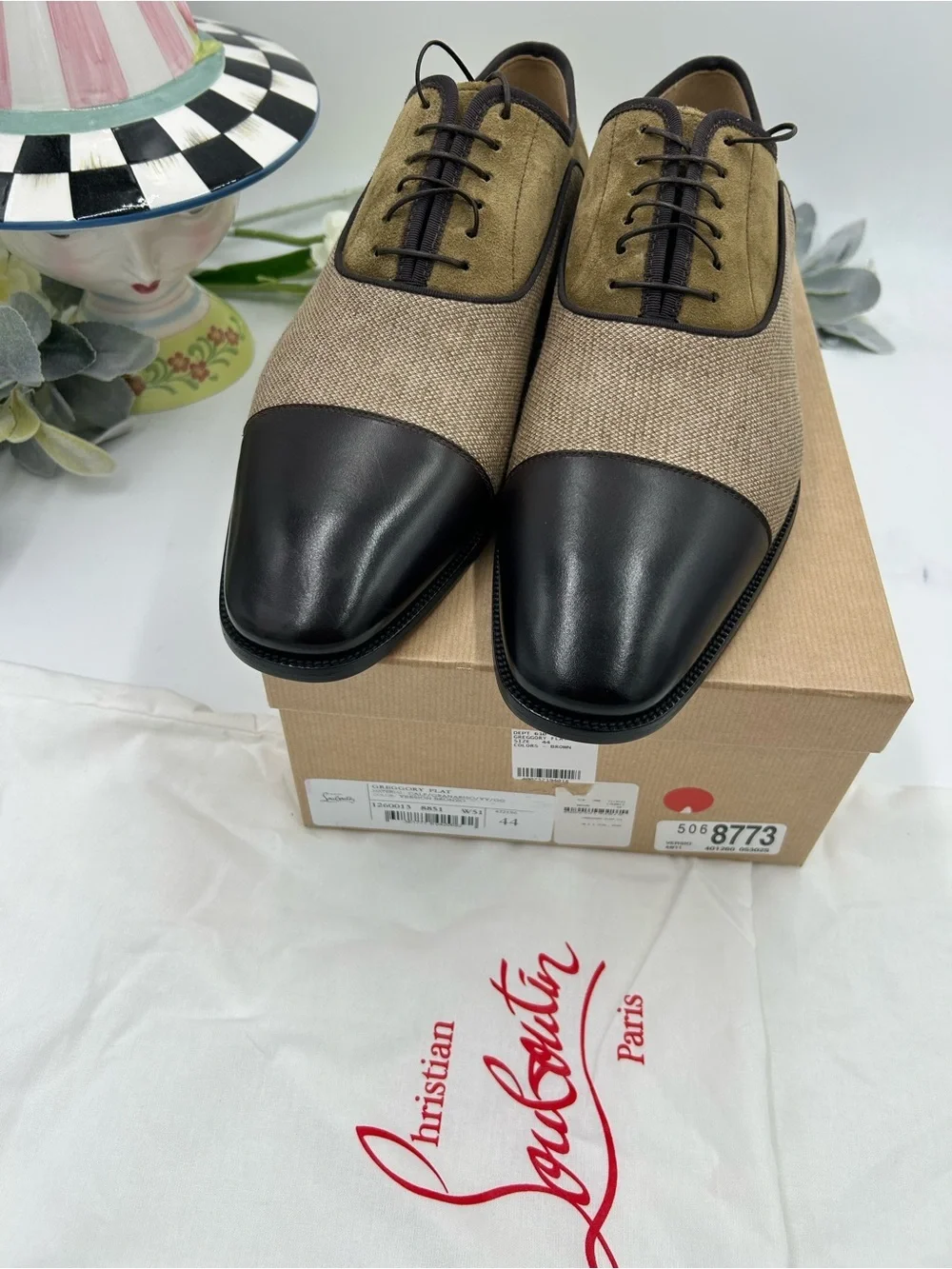 Men's Christian Louboutin Gregory velvet twill and Leather Oxford's size 44